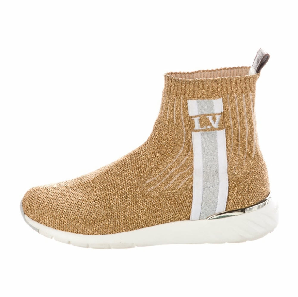LOUIS VUITTON AFTERGAME GOLD AND METALLIC SOCK HIGH TOP TRAINERS SNEAKERS